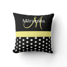 Bolinhas de Script do Monograma Amarelo Preto