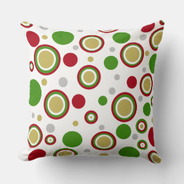 Almofada Bolinhas Douradas de Prata Vermelha Natal