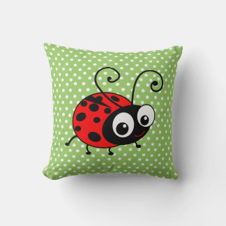Almofada Bolinhas Ladybug Verde e Vermelho Cushion
