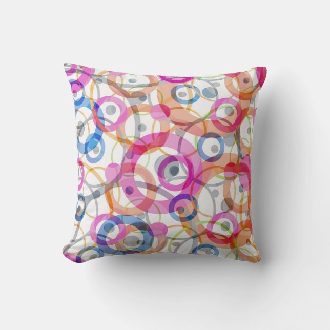 Almofada Bolinhas multicolores, círculos em branco (Frente)