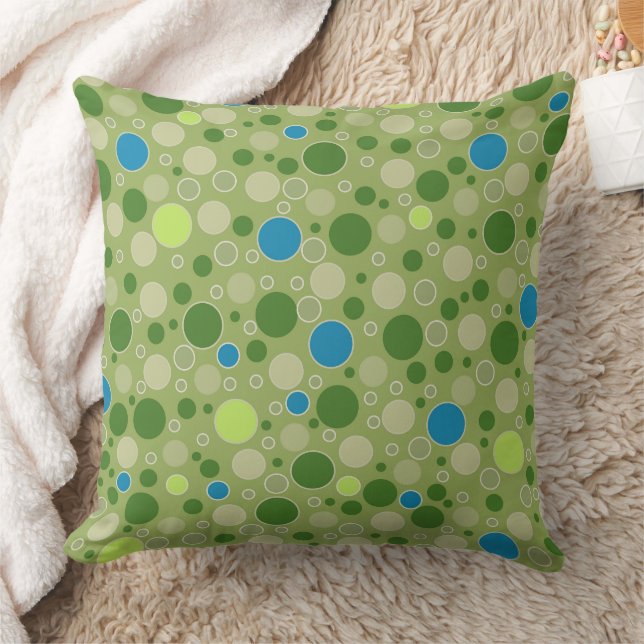 Almofada bolinhas multicoloridas retrô verde (Cobertor)