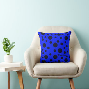 Almofada Bolinhas Negra Simples Moderna com Padrão Azul