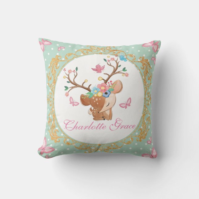 Almofada Bolinhas Personalizada de Cartoon de Reindeer (Frente)