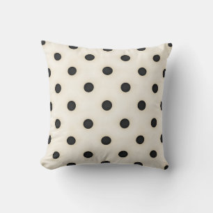 Almofada Bolinhas Pretas em Branco Antiquado
