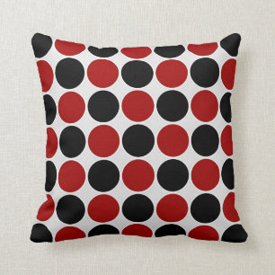 Almofada Bolinhas retros no vermelho & no preto