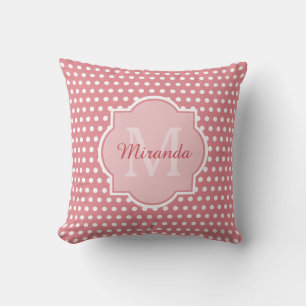 Almofada Bolinhas rosa-branca com monograma e nome
