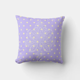 Almofada bolinhas roxas de lavanda e pillo amarelo