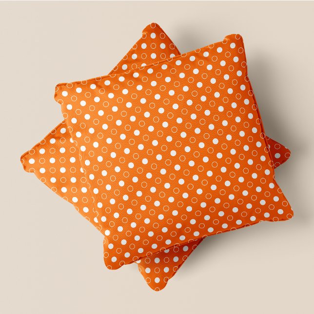 Almofada Bolinhas técnicas de cor laranja e branca (Orange & White Retro Chic Polka Dots Throw Pillow)