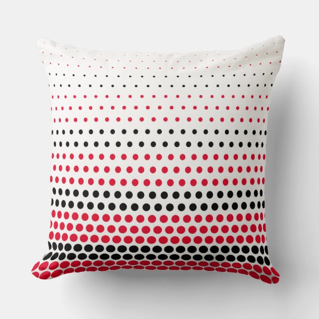 Almofada Bolinhas Vermelho e Preto de Cádmio Moderno (Frente)