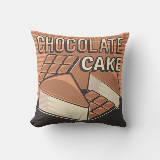 Almofada Bolo de Chocolate Castanho Clássico Retroativo (Frente)