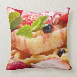 Almofada Bolo do Waffle com fruta de baga fresca