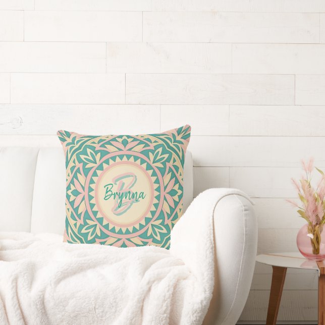 Almofada Bolsa de Primavera de Jardim Teal e Rosa (Sofá)