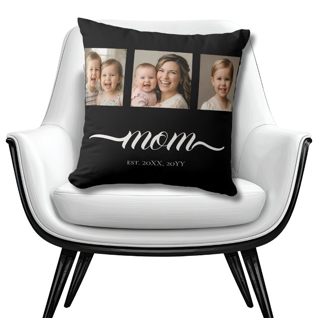Almofada Bolsa Tote Preta com Script de Mãe Estabelecida 3  (Criador carregado)