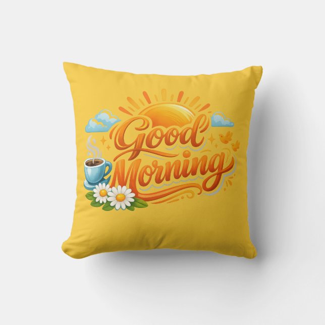 Almofada Bom Dia – Comece Todos os Dias com um Sorriso (Frente)