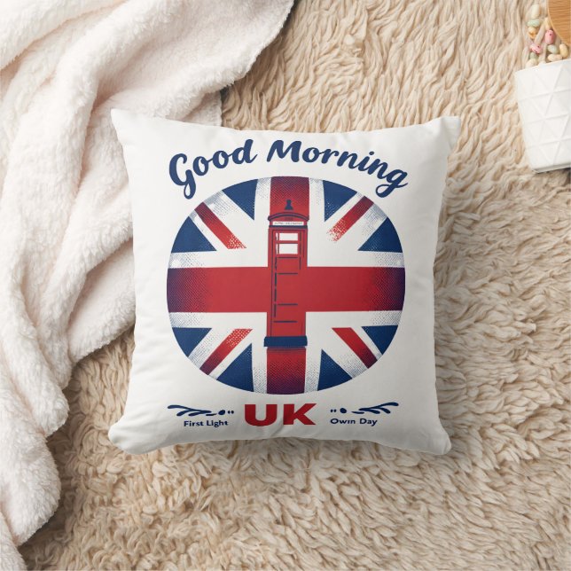 Almofada Bom dia Reino Unido - Union Jack & London Phone Bo (Cobertor)