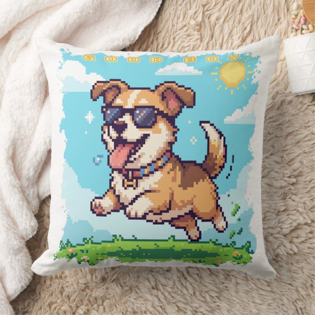 Almofada Bom Menino Pixel Cachorrinho Design de Jogos Retrô (Cobertor)