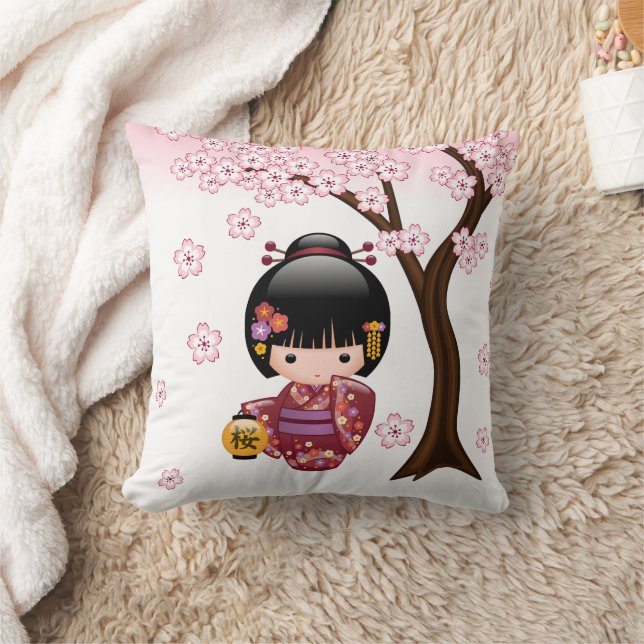 Almofada Boneca Kokeshi Sakura - Garota Geisha Japonesa Fof (Cobertor)