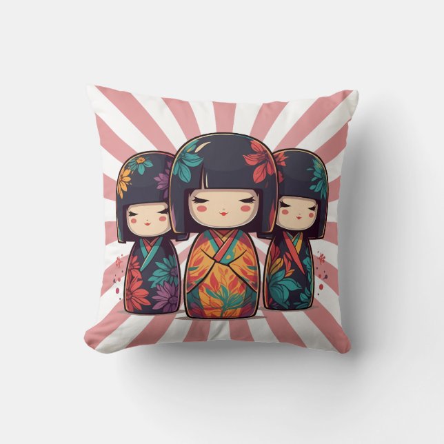 Almofada Bonecas Kokeshi Japonesas Fofas (Frente)