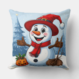 Almofada Boneco de Neve Alegre Usando um Chapéu de Papai No