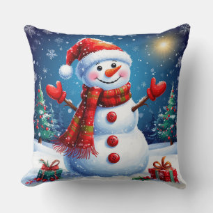 Almofada Boneco de Neve Alegre Usando um Chapéu de Papai No