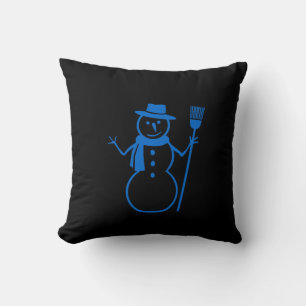 Almofada boneco de neve azul e preto e FELIZ FERIADO