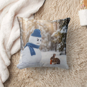 Almofada Boneco de Neve com Rosto Feio para um Coelho