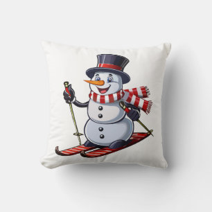 Almofada Boneco de neve de esqui em um chapéu alto com um c