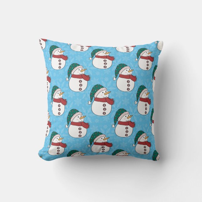 Almofada Boneco de Neve de Inverno Fofo Azul Natal Feriado (Frente)