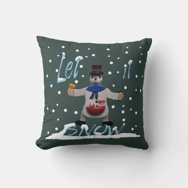 Almofada boneco de neve feliz e engraçado (Frente)