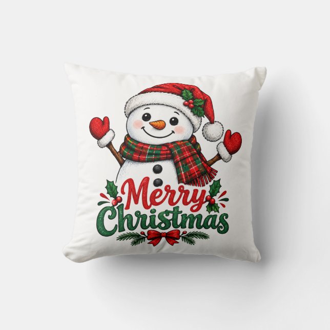 Almofada Boneco de Neve Feliz Natal  (Frente)