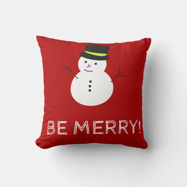 Almofada Boneco de Neve Feliz Natal Travesseiro (Frente)
