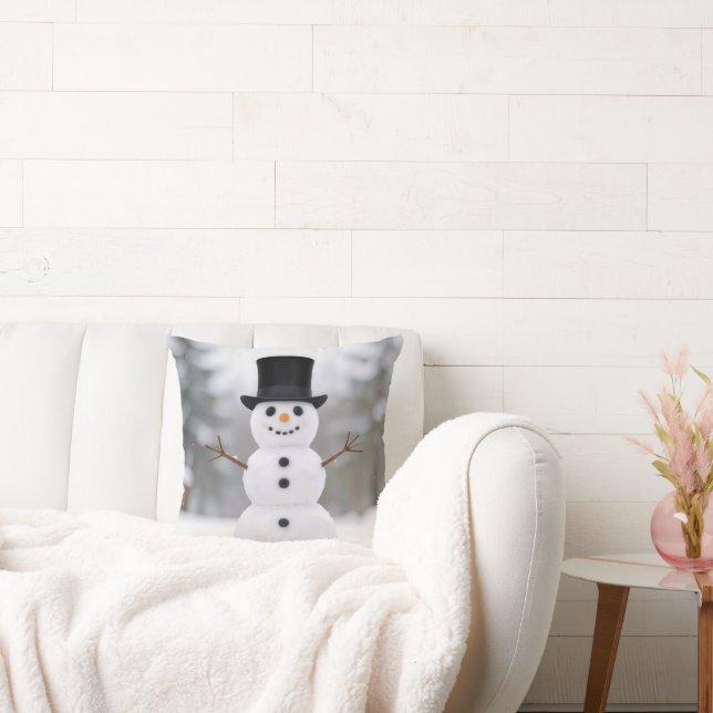 Almofada Boneco de Neve Feliz Usando um Chapéu-Coco (Sofá)