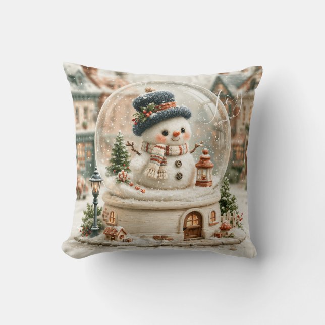 Almofada Boneco de Neve Fofo em Globo de Neve (Frente)