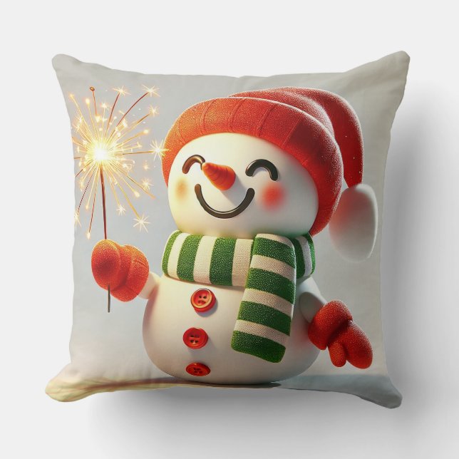 Almofada Boneco de Neve Fofo Férias de Inverno Natal (Frente)