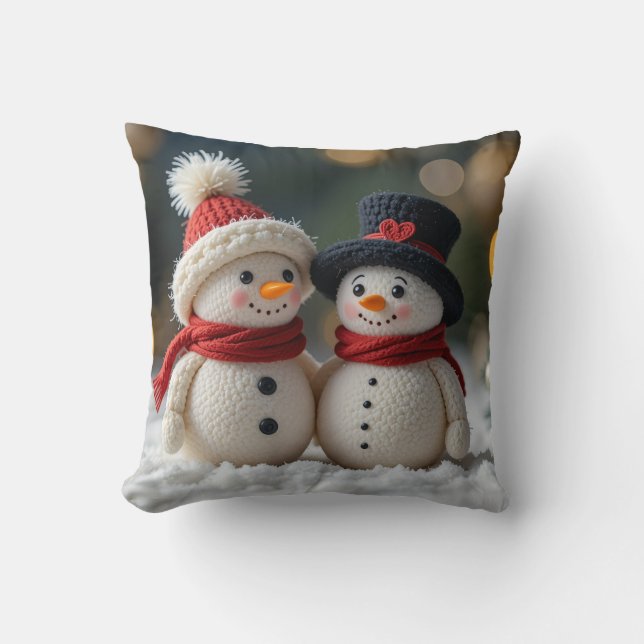 Almofada boneco de neve fofo junto (Frente)