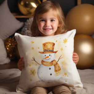 Almofada Boneco de Neve Inverno Neve Ouro Branco