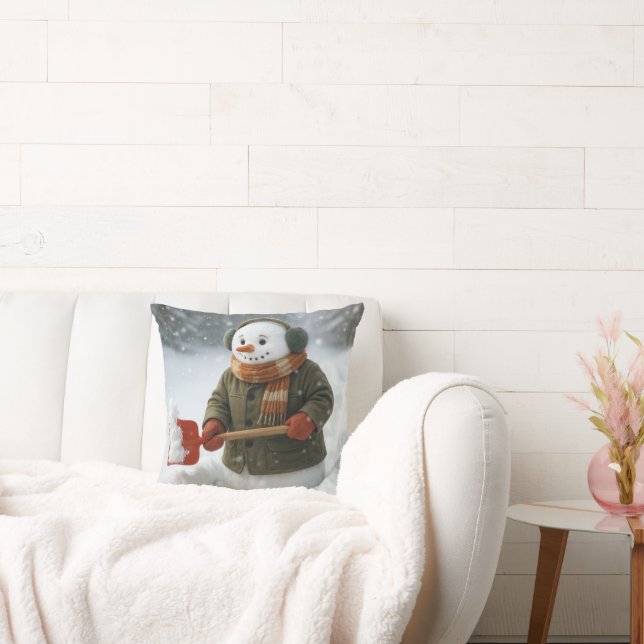Almofada Boneco de Neve Removendo Neve (Sofá)