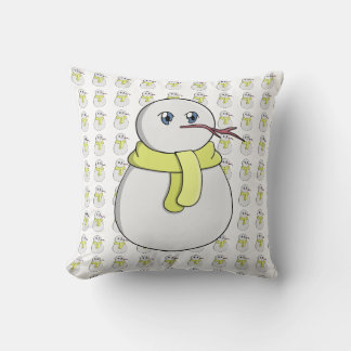 Almofada Boneco de neve vestindo um cachecol amarelo