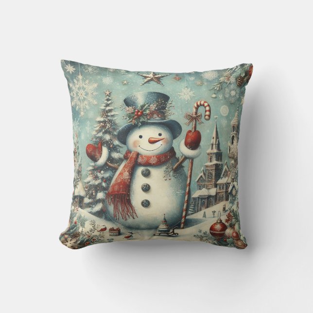 Almofada Boneco de Neve Vintage (Frente)