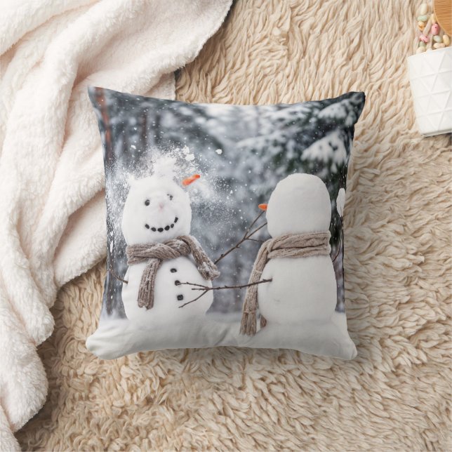 Almofada Bonecos de Neve em uma Batalha de Bolas de Neve (Cobertor)