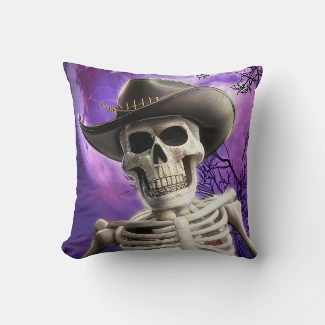 Almofada Boney James Rides by Night, Cowboy Skeleton (Frente)