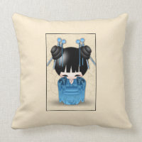 Bonita Boneca Kokeshi Japonesa Vestida De Azul