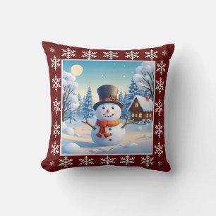 Almofada Bonita Cozy Vintage Winter Snowman Feliz Natal