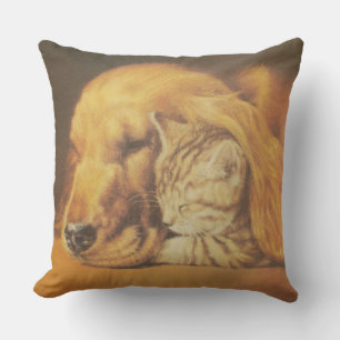 Almofada Bonita Impressão de Arte de Cachorro e Gato Incrív