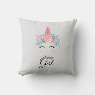 Almofada Bonita Kawaii Colorida Rainbow Unicorn Birthday Gi