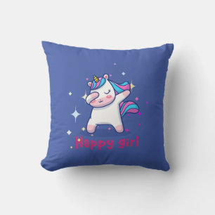 Almofada Bonita Kawaii Colorida Rainbow Unicorn Happy Girl