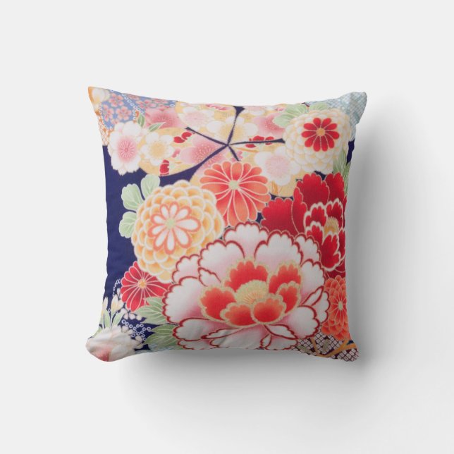 Almofada Bonita Kimono Fine Floral Vintage Japonês (Frente)