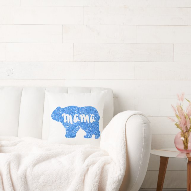 Almofada Bonita Mama tem design de brilho azul para ela (Sofá)
