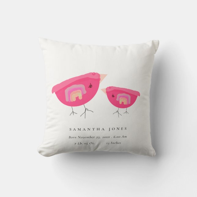 Almofada Bonita Mão Desenhada Arco-Íris Rosa Pia Nascimento (Frente)