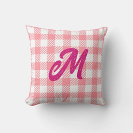 Almofada Bonita Menina Moderna Gingham Xadrez Rosa Quente M